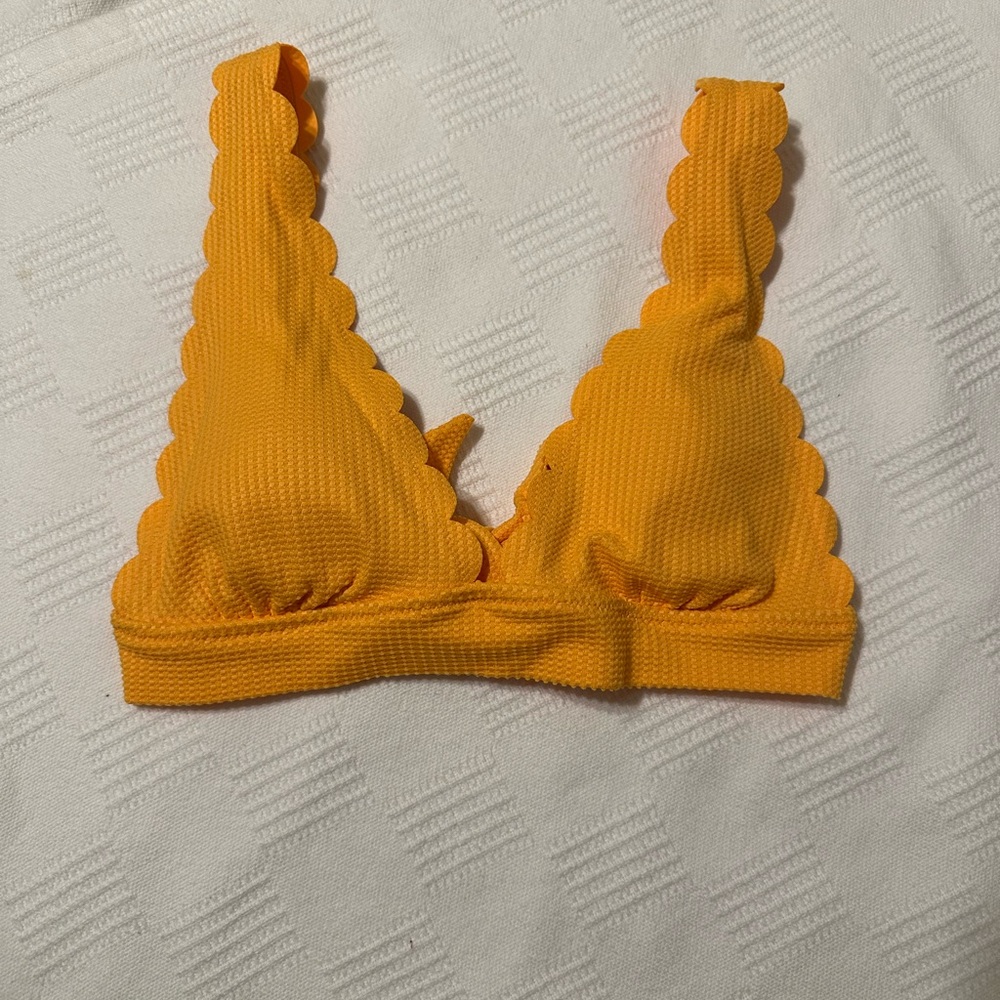 Aerie Waffle Scalloped Tie Longline Bikini Top